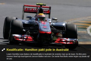 Lewis Hamilton in actie in Australië 2012